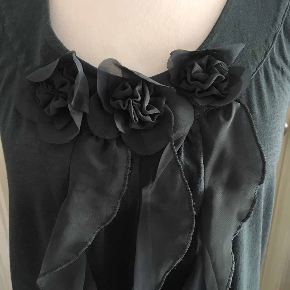 Charcoal grey Ann Taylor Rose Ruffle top